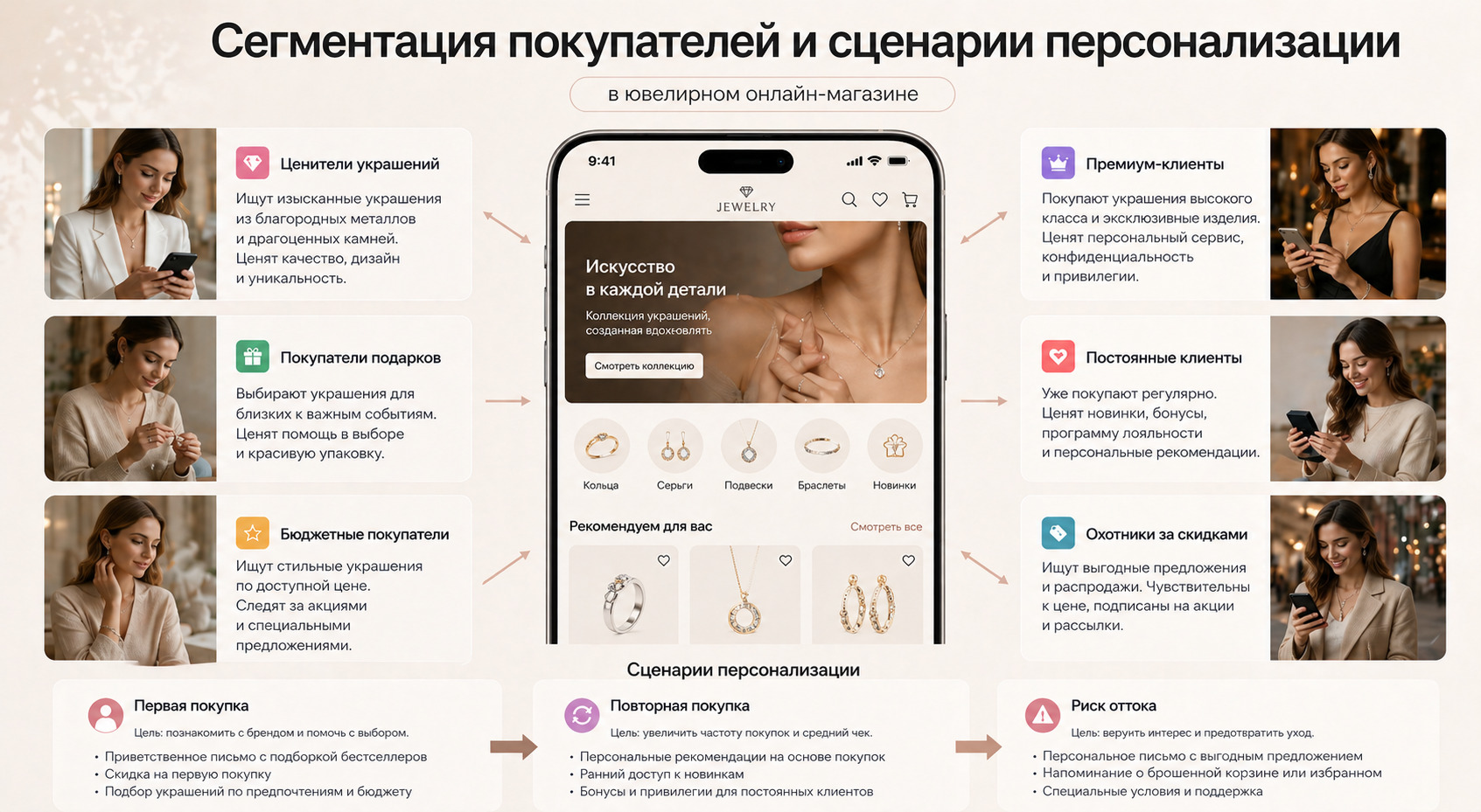 Сегментация покупателей и сценарии персонализации в ювелирном магазине